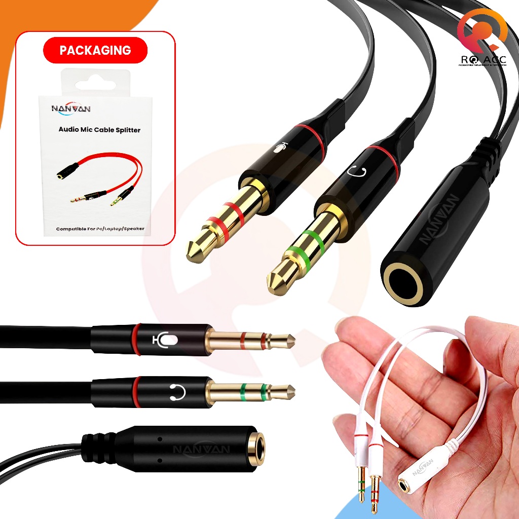 [RO ACC] NANVAN AUDIO MIC GAMING SPLITTER FOR PC SPEAKER LAPTOP HEADPHONE  MOBILE