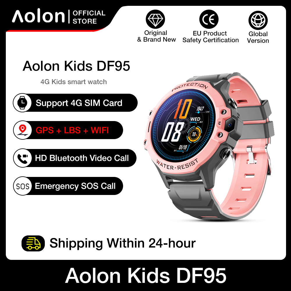 【KIDS】Aolon DF95 Smartwatch 4G Kids Video Call Realtime Chat Kids 4G  GPS+LBS+WIFI+AGPS Smart Watch GPS Track