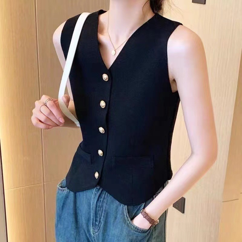 Jual VEST KNIT GOLD ATASAN ROMPI RAJUT WANITA MX176 | Shopee Indonesia