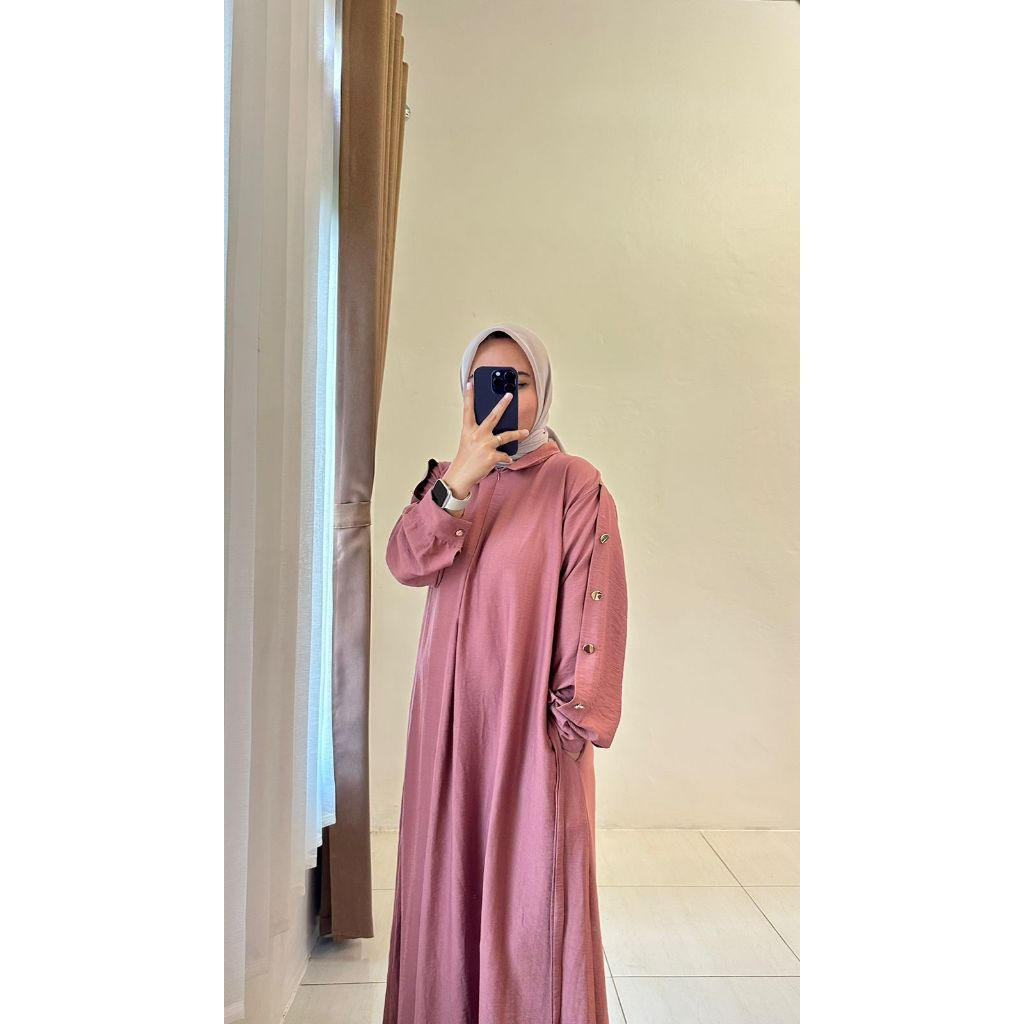 Jual Rifana Gamis Katun Polo Linen Premium - Gamis Panjang Polos Dress ...