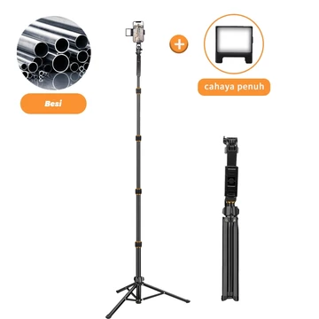 Tripod Live Streaming Penyangga Ponsel Teleskopik 2.1 Meter Tripod Berdiri Aluminium Alloy