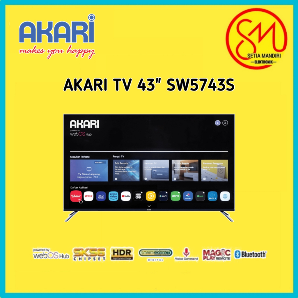 Jual AKARI Smart TV LED 43 Inch UHD 4K Digital DVBT2 Web OS SW5743S SW