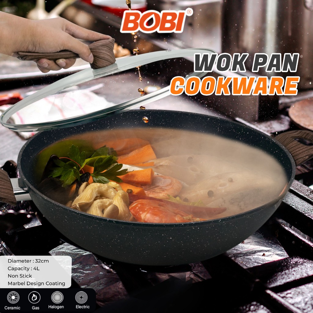 Jual WOKPAN COOKWARE 32cm / PANCI REBUS ANTI LENGKET / PANCI PREMIUM ...