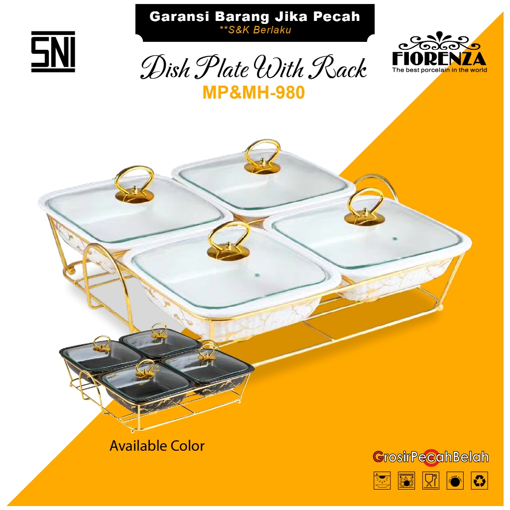 Jual Wadah Saji Casserole Basi Keramik Set Rak Motif Marbel Fiorenza ...