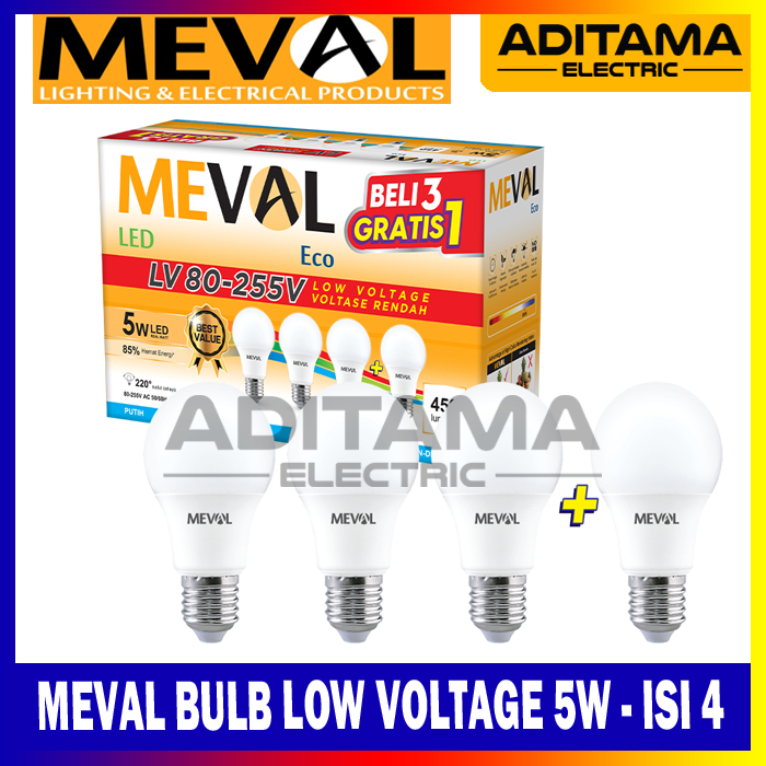 Jual MEVAL LED BULB BOHLAM LOW VOLTAGE 5W 5 WATT - ISI 4 PCS | Shopee ...