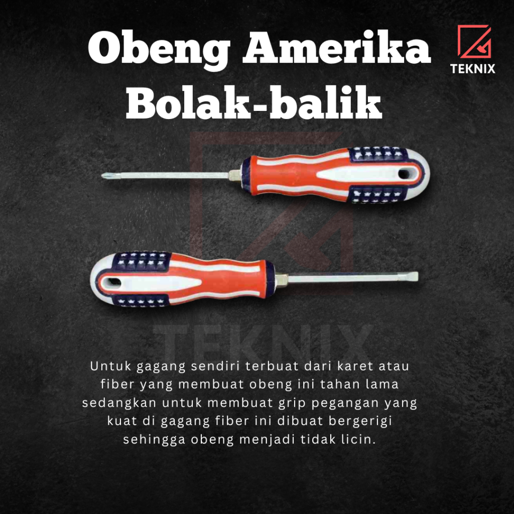 Jual Obeng Amerika Bolak Balik 20cm / Obeng US Plus dan Minus 8 inch ...