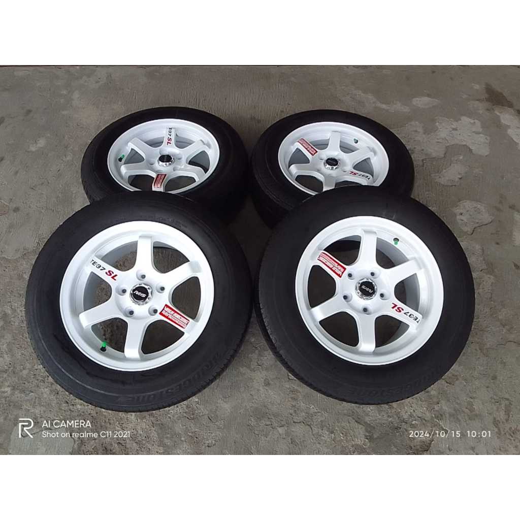 Jual Velg Baru Ban Second TE37 Hol 5 R15 Warna Putih | Shopee Indonesia
