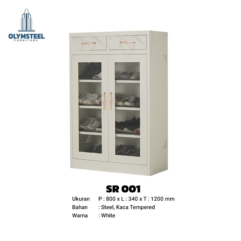 Jual Rak sepatu Besi Olympic / Rak Sepatu Modern Pintu Kaca Type SR001 ...