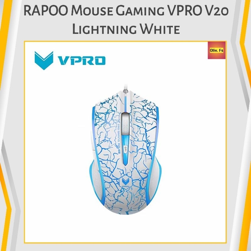Jual RAPOO Mouse Gaming VPRO V20 - Lightning White | Shopee Indonesia