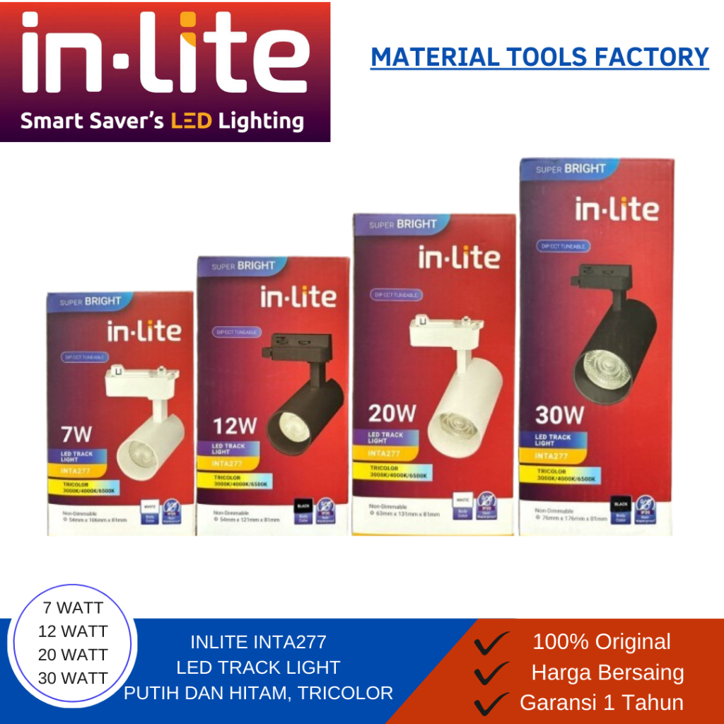 Jual INLITE INTA277 LED TRACK LIGHT LAMPU SOROT TRACK 7W 12W 20W 30W ...