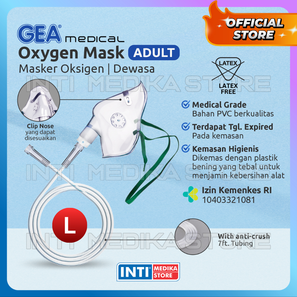 Jual GEA - Oxygen Mask Adult / Masker Oksigen Dewasa | Shopee Indonesia