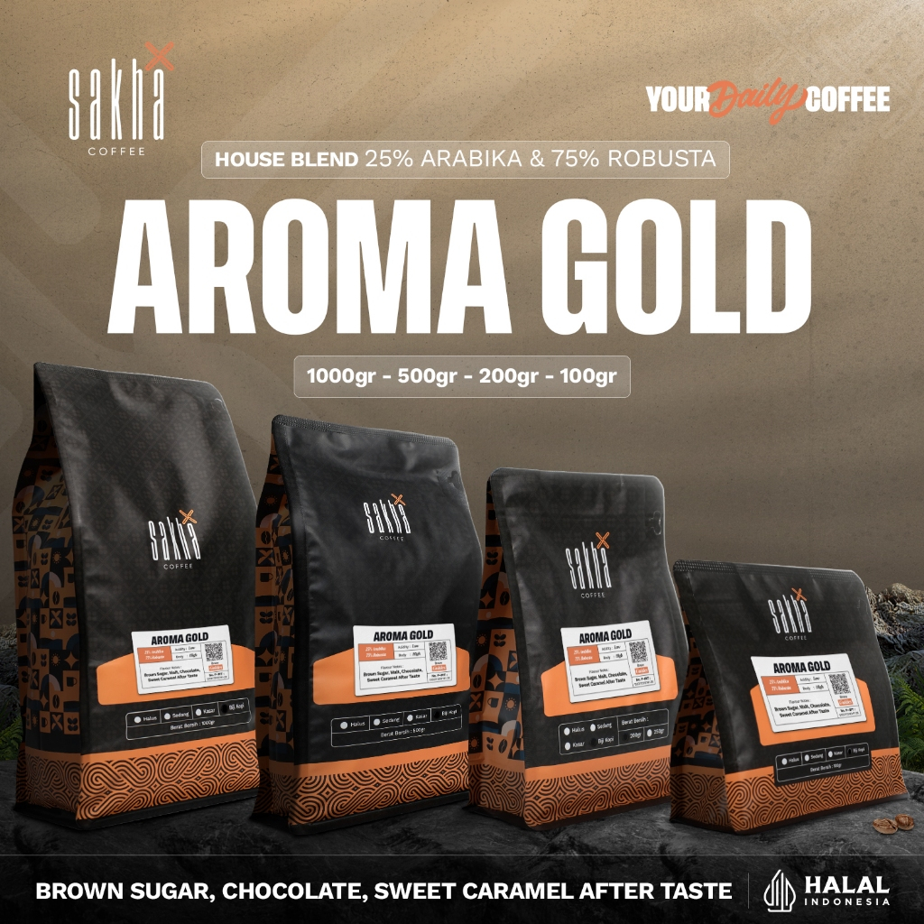 Jual Kopi Aroma Gold Espresso Blend Coffee Beans 25% Arabika 75% ...