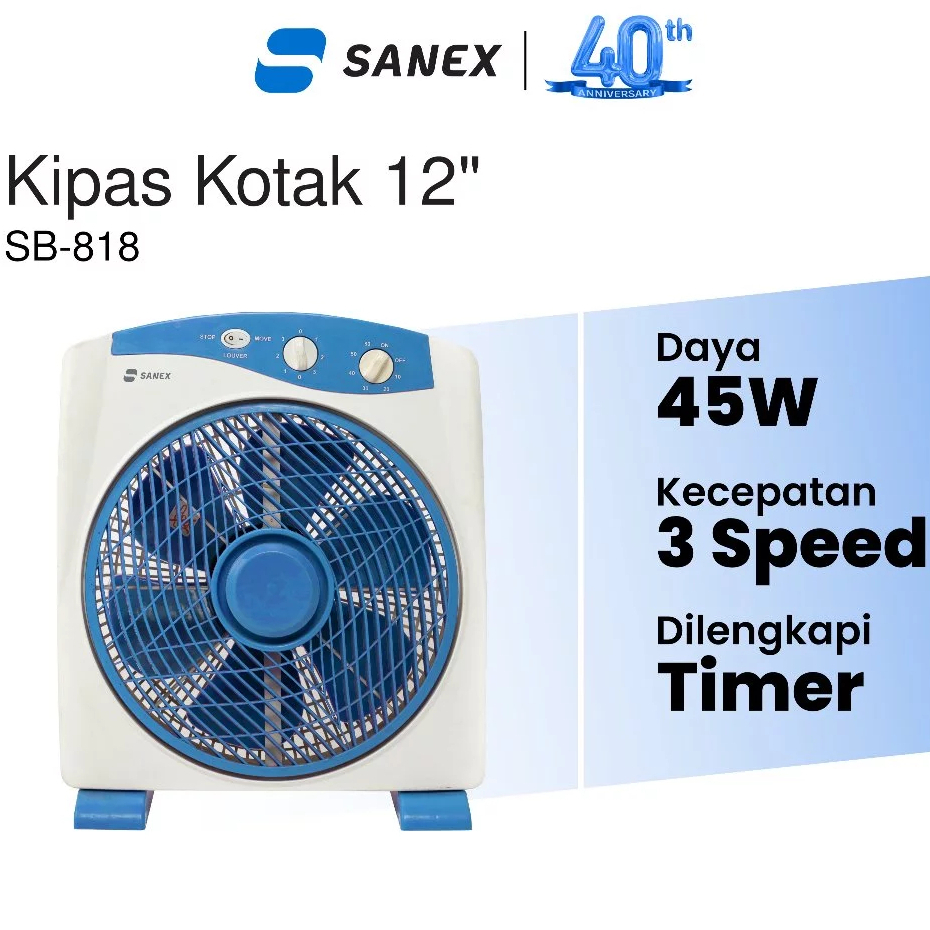 Jual Sanex Kipas Angin Kotak / Box Fan Timer 12 Inch - SB818 | Shopee ...