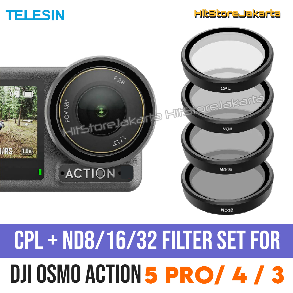 Set Filtri TELESIN Per DJI Osmo Action 5 Pro/4/3 - 4 Pezzi: CPL, ND8, ND16, ND32, Vetro Ottico HD