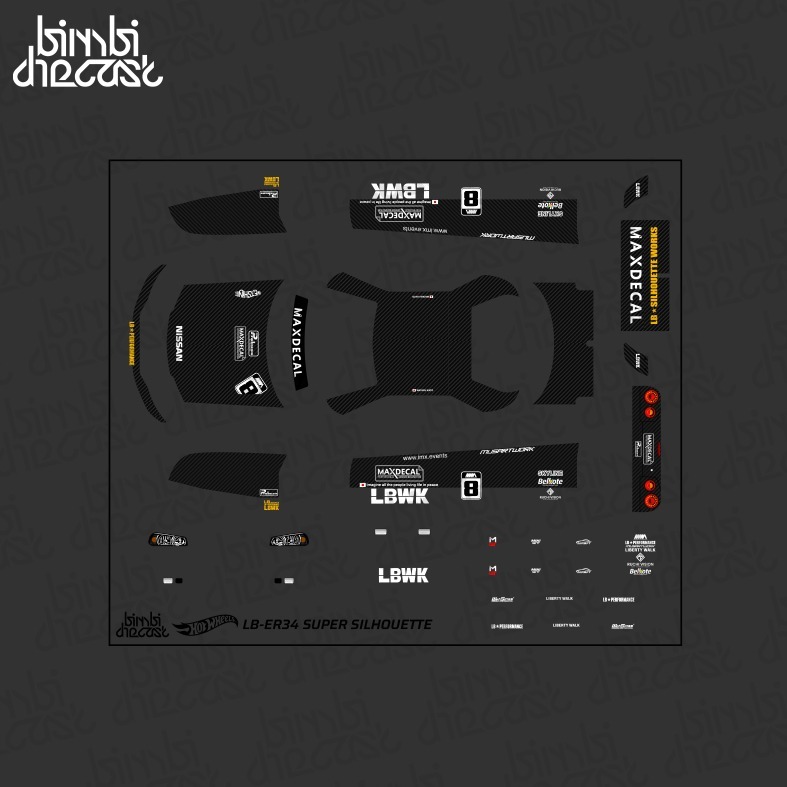 Jual Decal Hotwheels Nissan R34 LBWK IMX 2024 | Shopee Indonesia