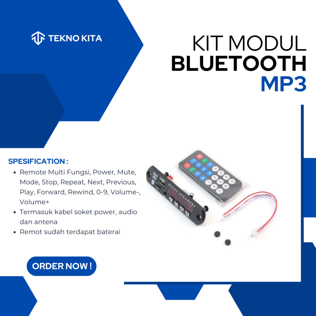 Jual MODUL MP3 RAKITAN 12V - KIT MP3 PLAYER 12 VOLT BLUETOOTH AUX USB ...