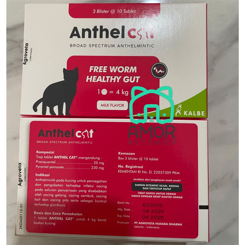 Jual ANTHEL CAT 1 BOX ISI 30 TAB - OBAT CACING KUCING ORIGINAL | Shopee ...