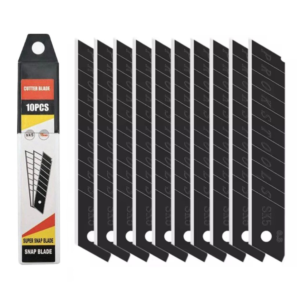 Jual (Isi 10pcs) Isi Ulang Cutter Hitam Besar 18mm SK5 Refill Cutter ...