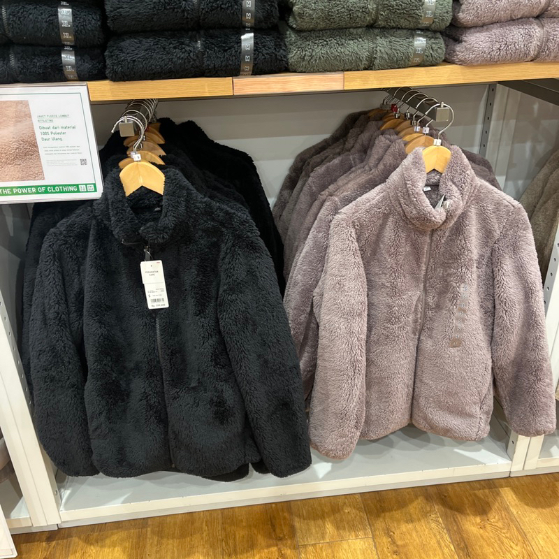 Jual jaket fleece bulu lembut resleting lengan panjang cewek uniqlo Shopee Indonesia