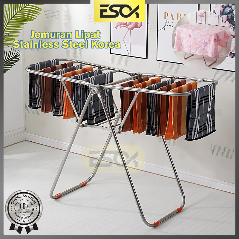 Foldable Clothes Stainless Steel Laundry Rack Jual ESOK Jemuran