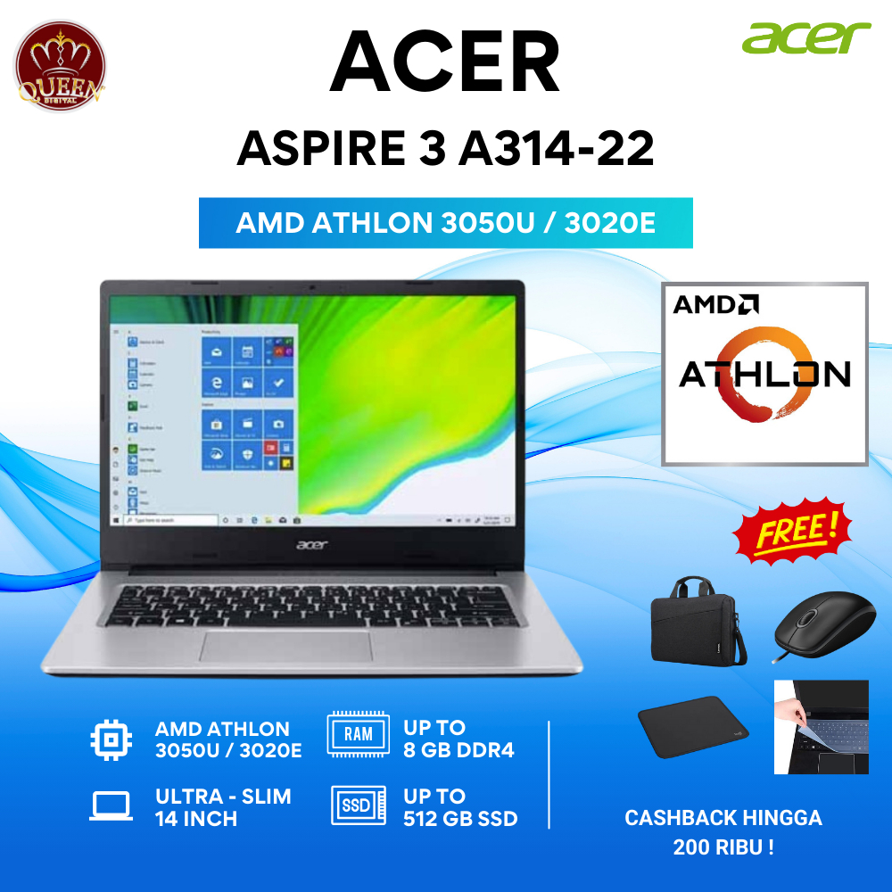 aspire 3 acer athlon silver 3050u aspire 3 a314-22 14 128go