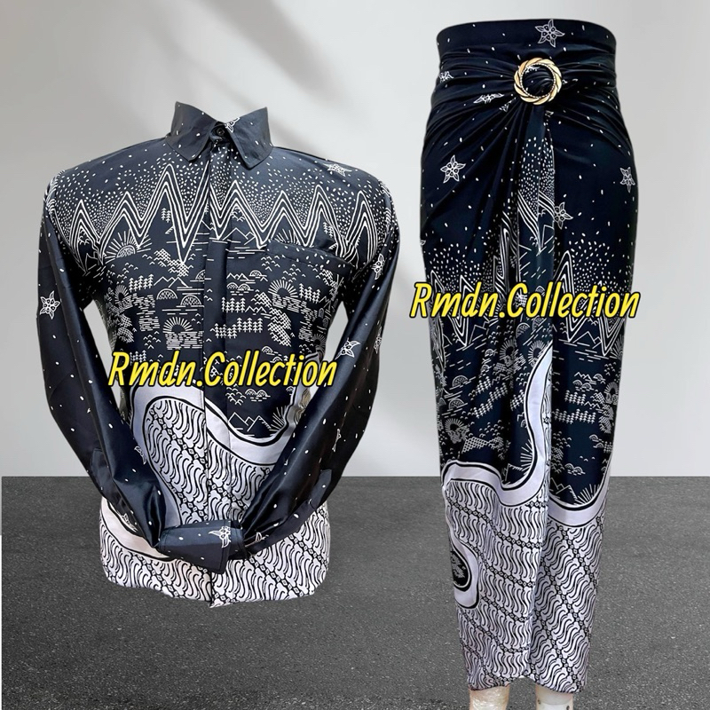 Jual couple kemeja batik dan rok lilit pasangan untuk lamaran kondangan ...