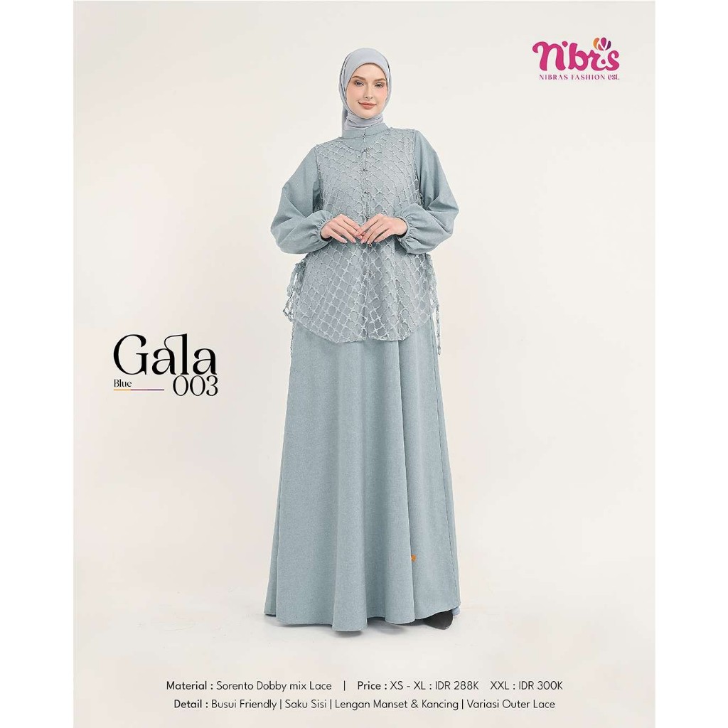 Jual NIBRAS GAMIS GALA 002 GREY , GALA 3 BLUE, GAMIS SIMPLE ELEGANT NEW ...