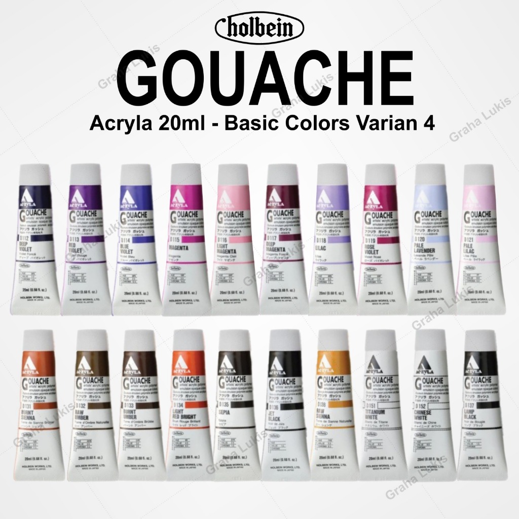 Jual Holbein Acryla Gouache 20ml (Basic Colors) Varian 4 | Shopee Indonesia