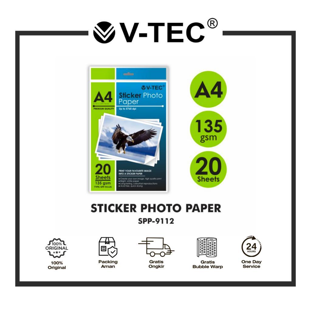 Jual V-TEC STICKER PHOTO PAPER SPP-9112A 135GSM A4 KERTAS CETAK STIKER ...
