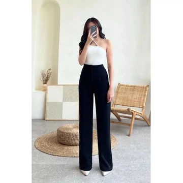 Cozie Pants Long Cullote Basic Rib Knit Celana Kulot Wanita Highwaist Rib Knit Premium