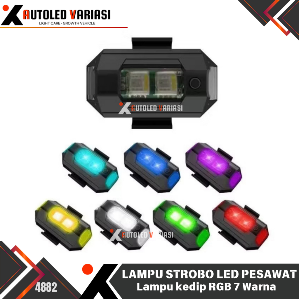 Jual Lampu Pesawat Motor Kedip RGB 7 Warna l Lampu Sepeda Led Kedip USB ...
