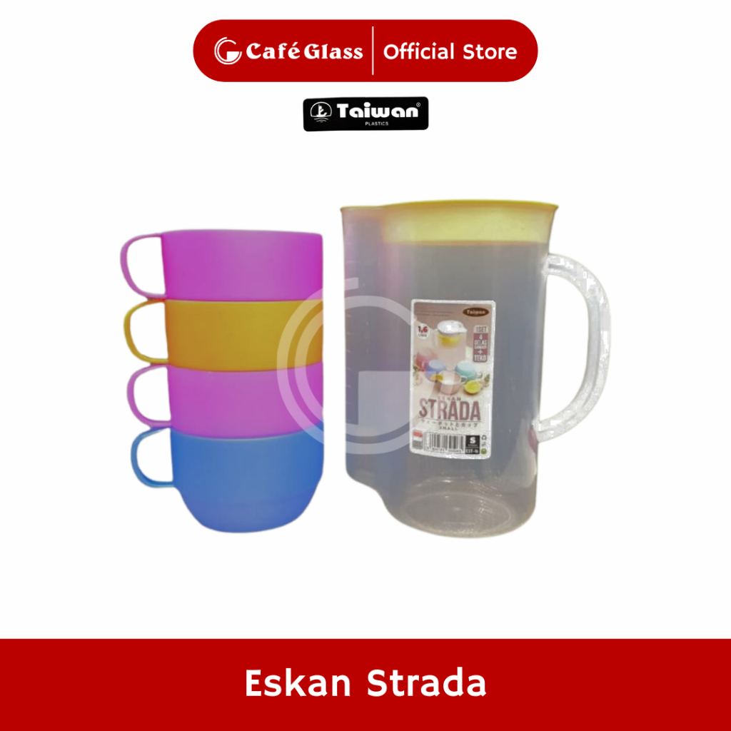Teko Set Cangkir Plastik Warna-Warni Eskan Starada / Teko Pelangi