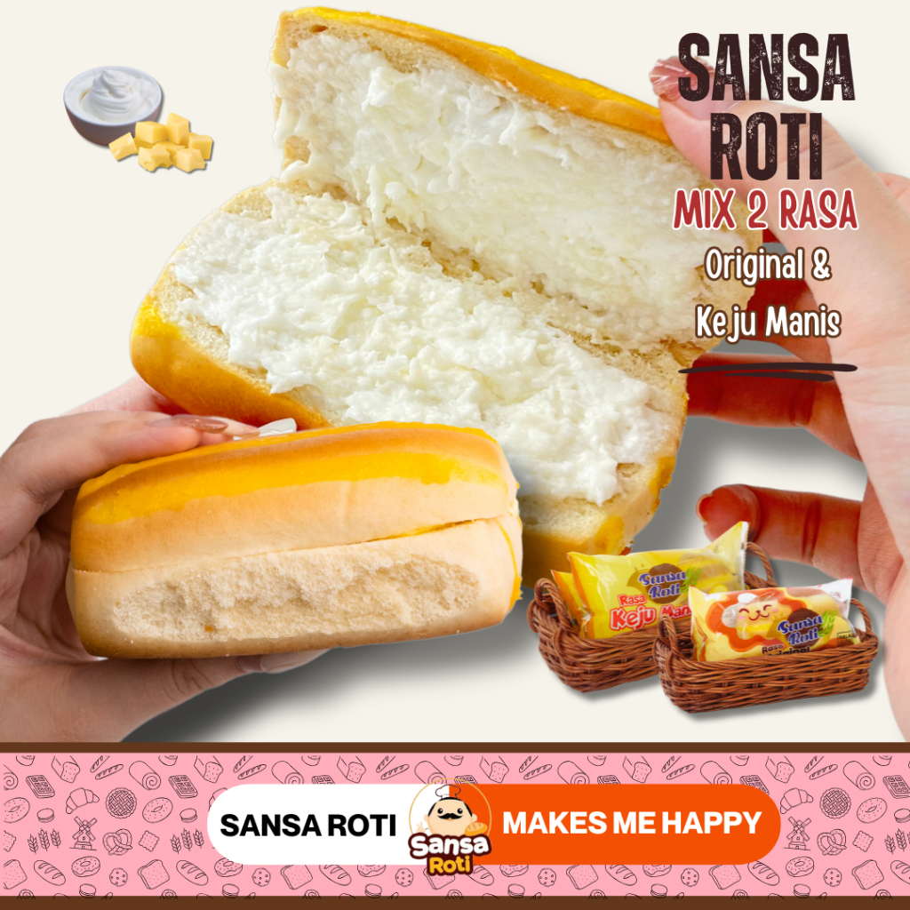 Jual Sansa Roti Mix 2 Rasa (ORIGINAL & KEJU MANIS) isi 15 Pcs + (FREE 3 ...
