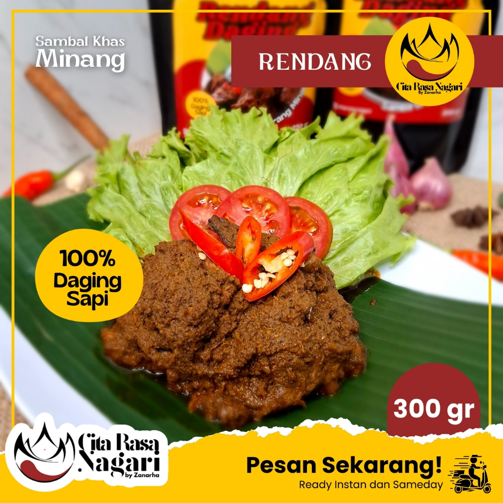 Jual Rendang Daging Sapi Asli Khas Padang Minang 300 gr Halal Makanan ...