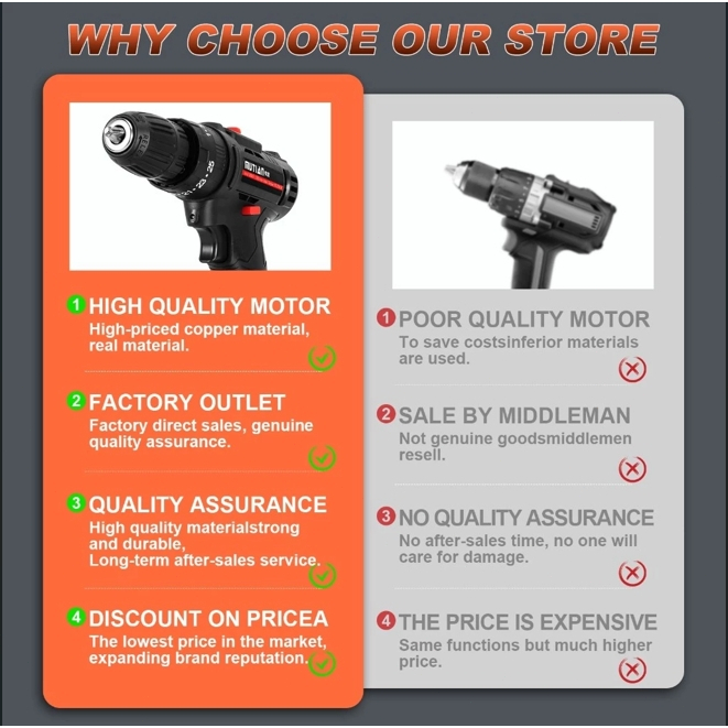 Jual COD-298VF Speed Bor Listrik Mesin Cordless Drill Battery impact ...