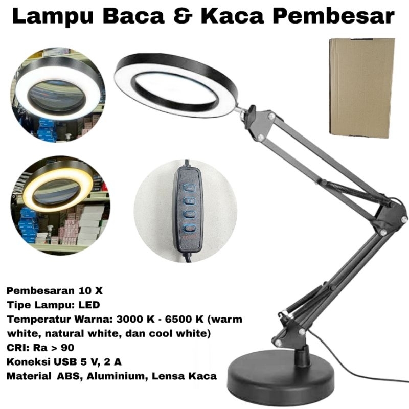 Jual Lampu Baca LED Kaca Pembesar 10x Pembesaran | Shopee Indonesia