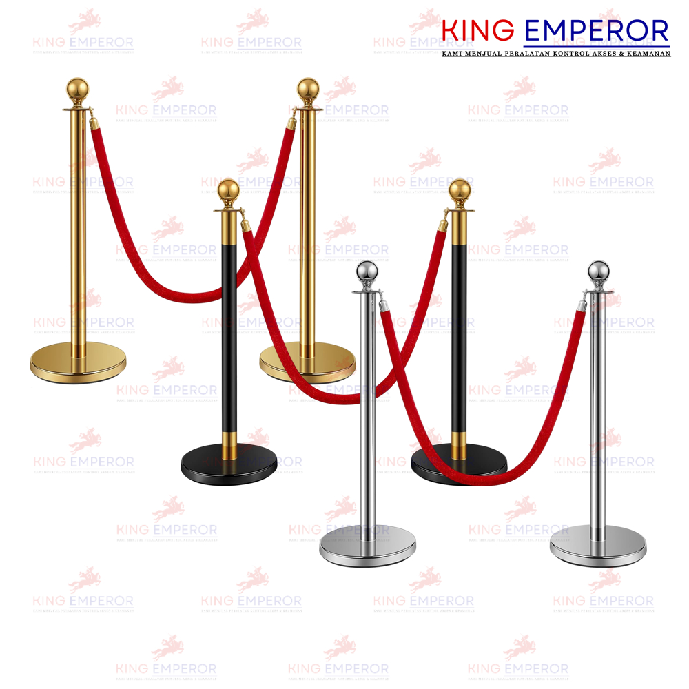 Jual Standchion Barrier Queue Line Golden Velvet Rope / Tiang Pembatas ...