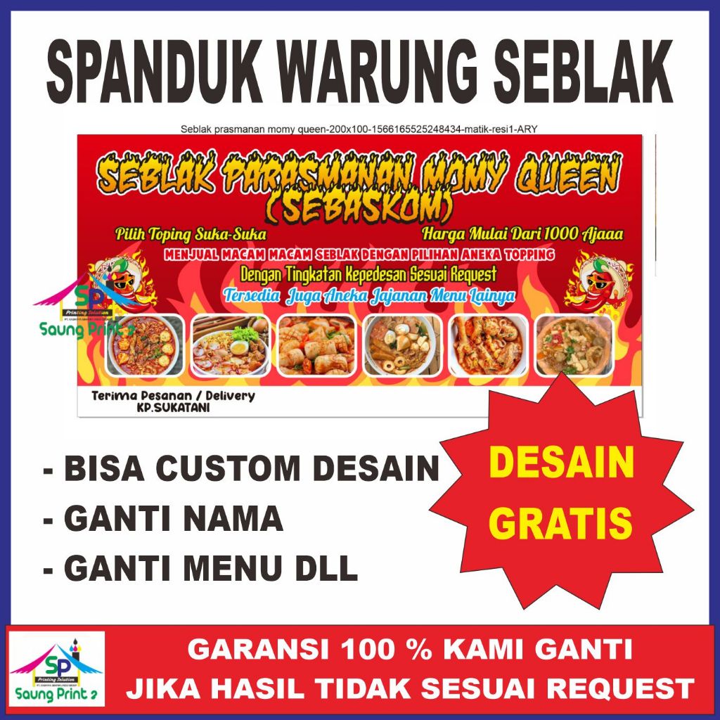 Jual Spanduk Jualan Seblak Bisa Custom dan Free Design | Shopee Indonesia