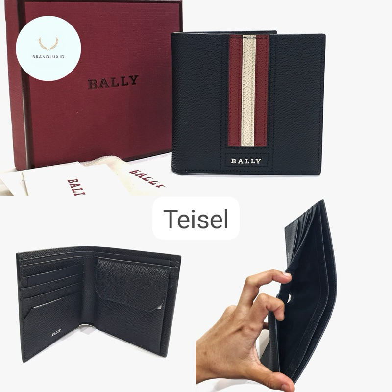 Jual Bally Teisel Wallet bovine saffiano black leather stripe Shopee Indonesia