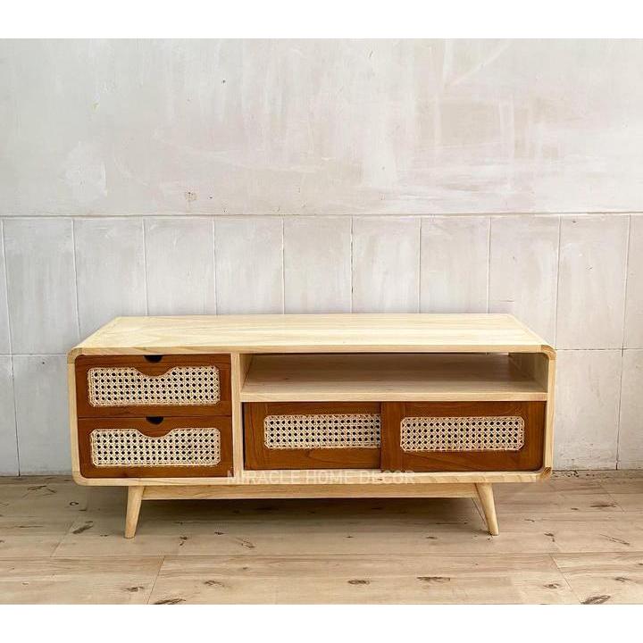 Jual BUFFET TV LEXY / BIFFET TV KAYU MIX RATTAN / BUFFET TV MINIMALIS ...