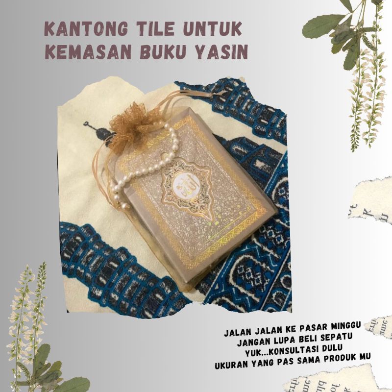 Jual kantong tile kemasan souvenir buku yasin ukuran custom size besar