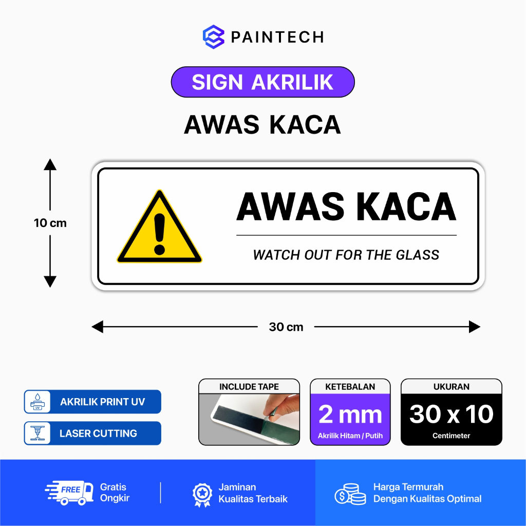 Jual AKRILIK SIGN BOARD AWAS KACA / SIGN SIGNAGE AWAS KACAAKRILIK PRINT ...