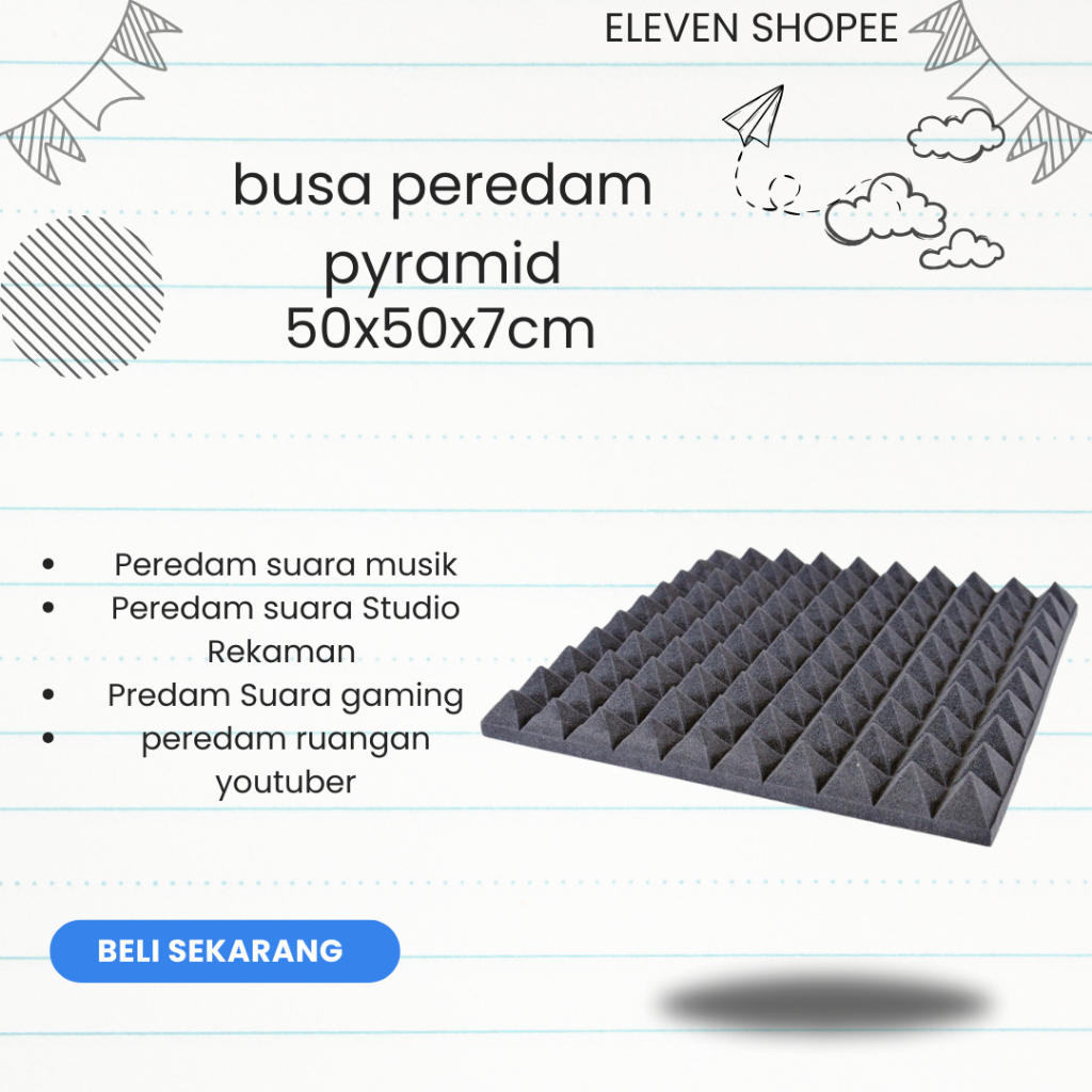 Jual Busa Pyramid Peredam Suara Ruangan Acoustic- 50 x 50 x 7 CM ...
