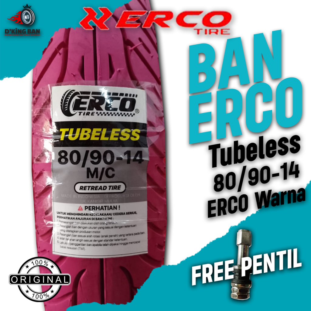Jual Ban Motor Matic ERCO Warna MERAH 80/90-14 Tubeless Ring 14