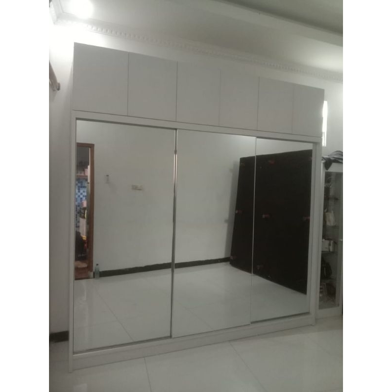 Jual lemari sliding 3 pintu jumbo kabinet | lemari pakaian pintu