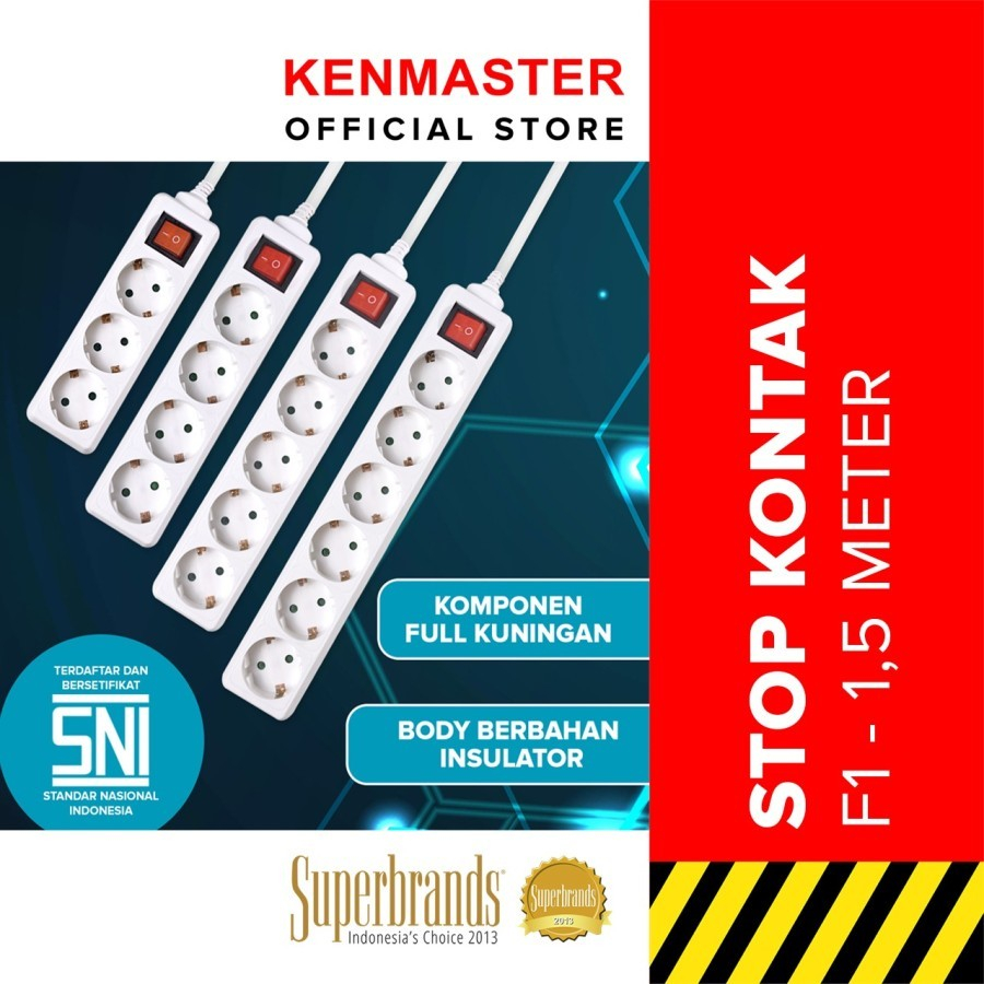 Jual Kenmaster Stop Kontak On Off 1.5 Meter F1 Stop kontak Kuningan ...