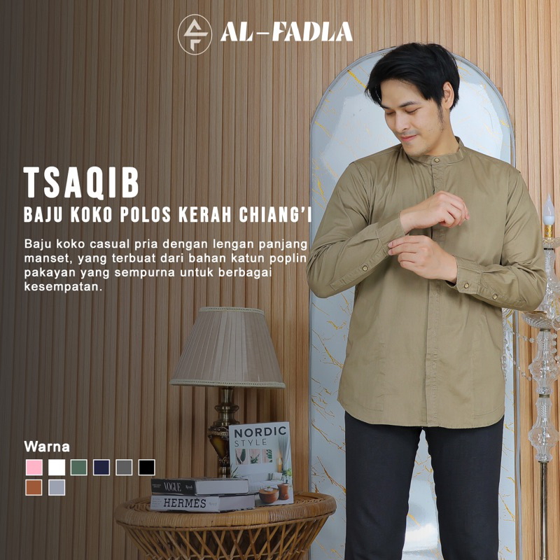 Jual AL FADLA Kemeja Koko Casual Pria Lengan Panjang Tsaqib