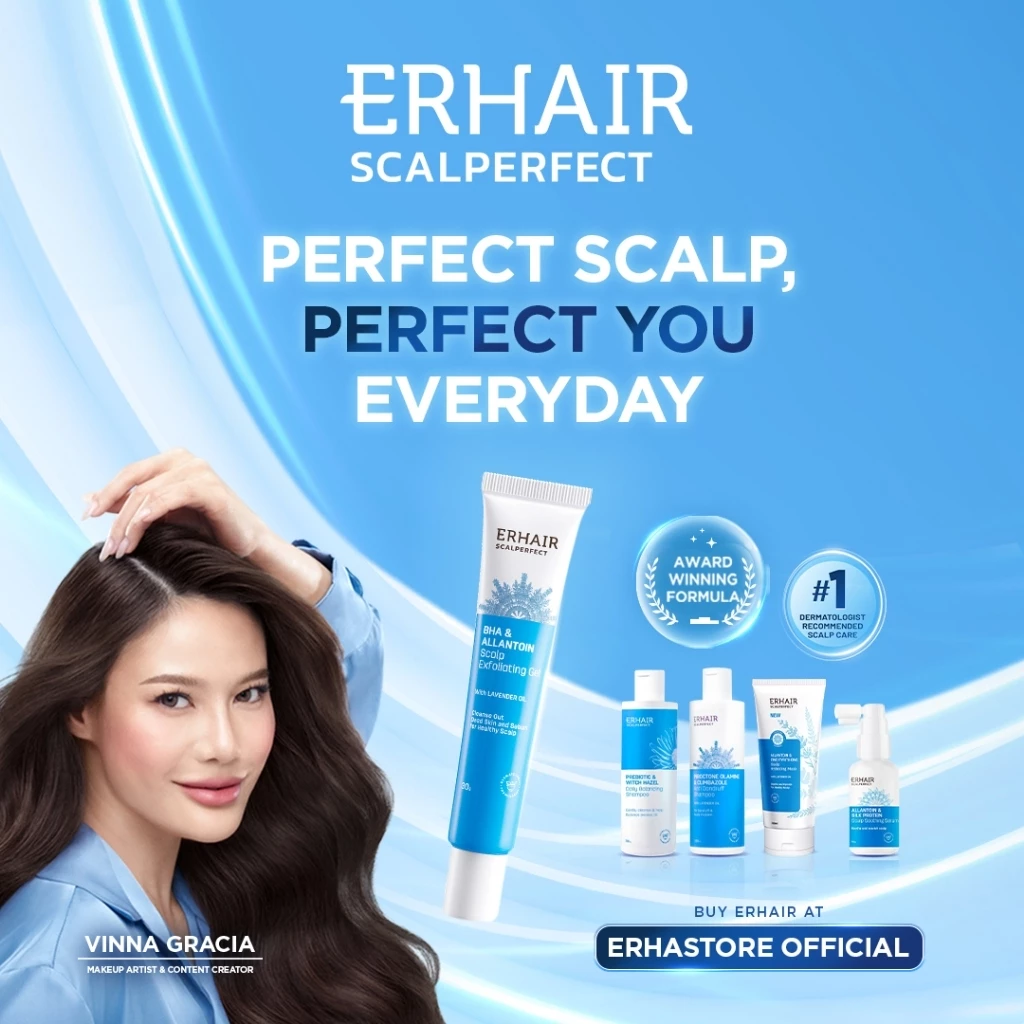 [GEL ANTI KETOMBE] ERHAIR Scalperfect Exfoliating Gel 65gr - Gel Eksfoliasi kulit kepala Anti Ketombe dan Seboroik | 2% Salicylic Acid - foto 1