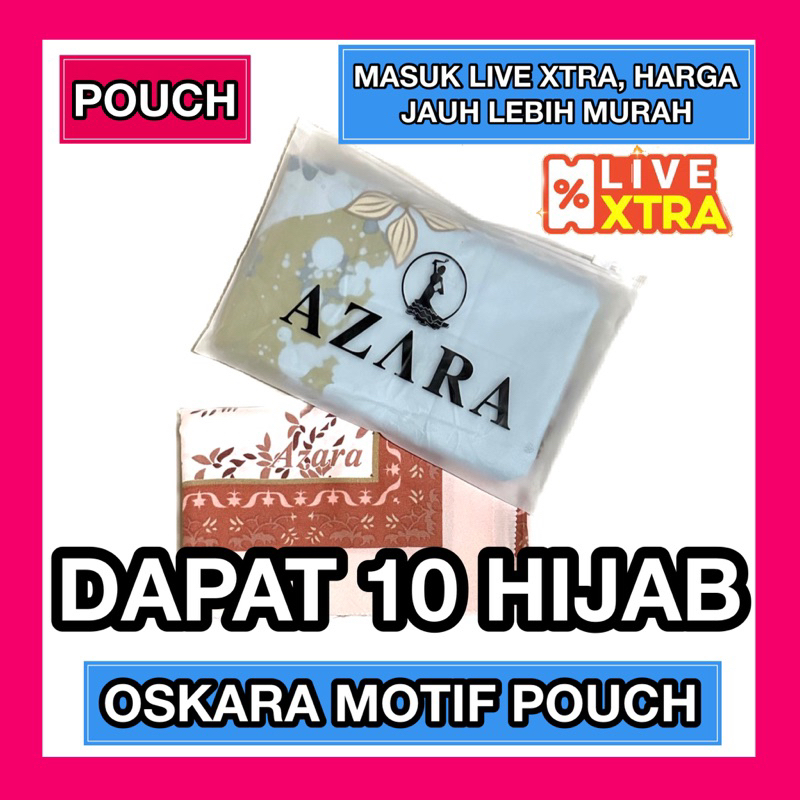 10&5 PCS HIJAB OSKARA MOTIF PRINTING POUCH LC LASER CUT VOAL PREMIUM AZARA SUPERFASHION ( 1 PAKET ISI 10 HIJAB )