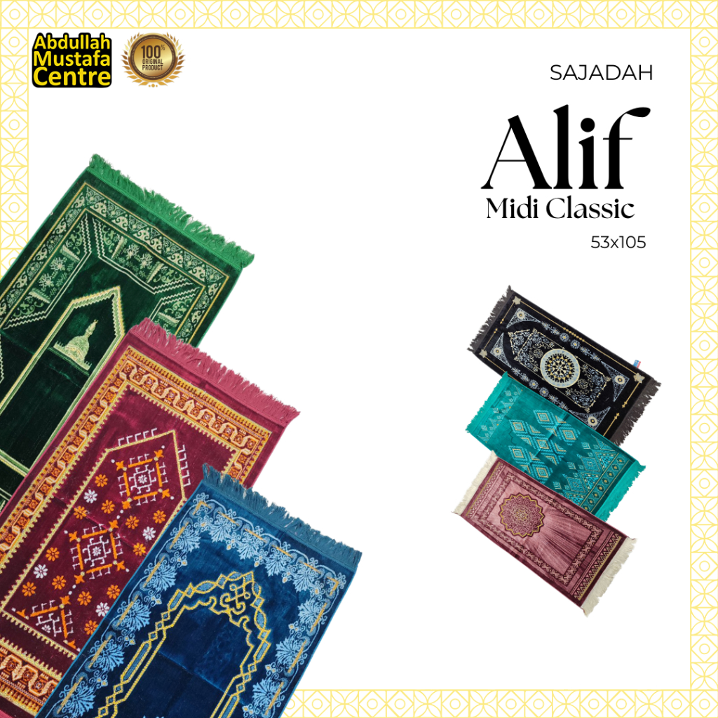 SAJADAH EXCLUSIVE ALIF MIDI ASLI TURKEY / TURKY/ BULU TEBAL / 53 X 105
